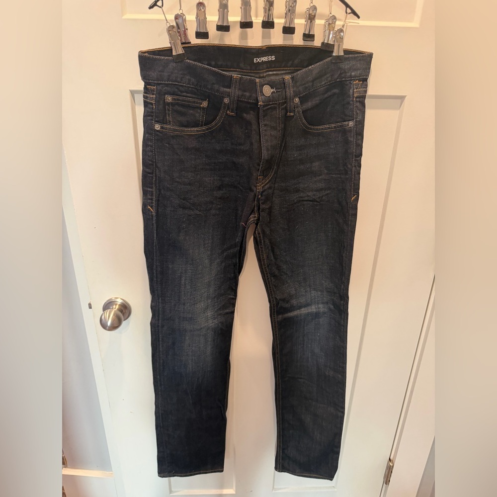Express Slim Straight Jeans Men’s 30x32 Dark Wash Stretch Denim Casual Pants